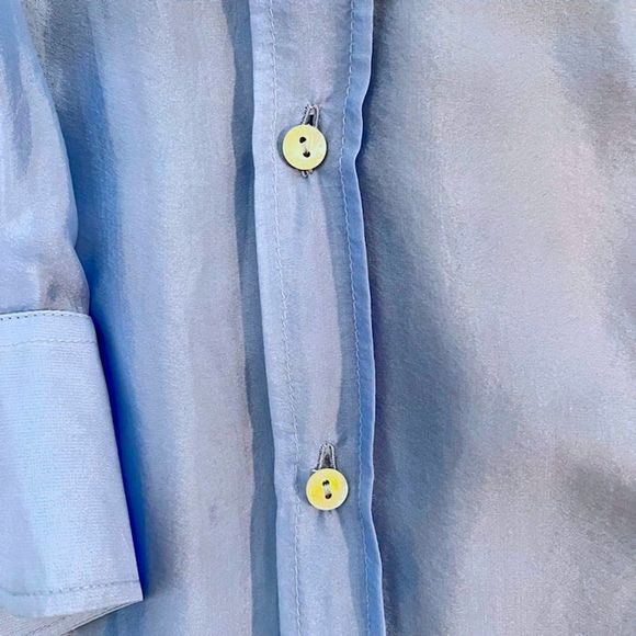 Vintageโ90โs DOLCE & GABBANA White Label Baby Blue Button Down Blouse - Picture 13 of 14